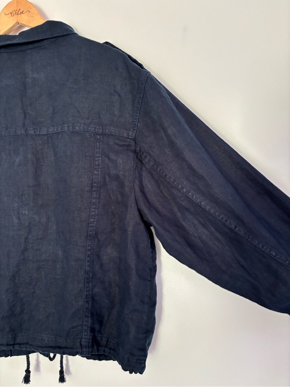 Talbots Women’s Navy Blue 100% Linen Button Front Utility Field Jacket XL - Picture 15 of 16
